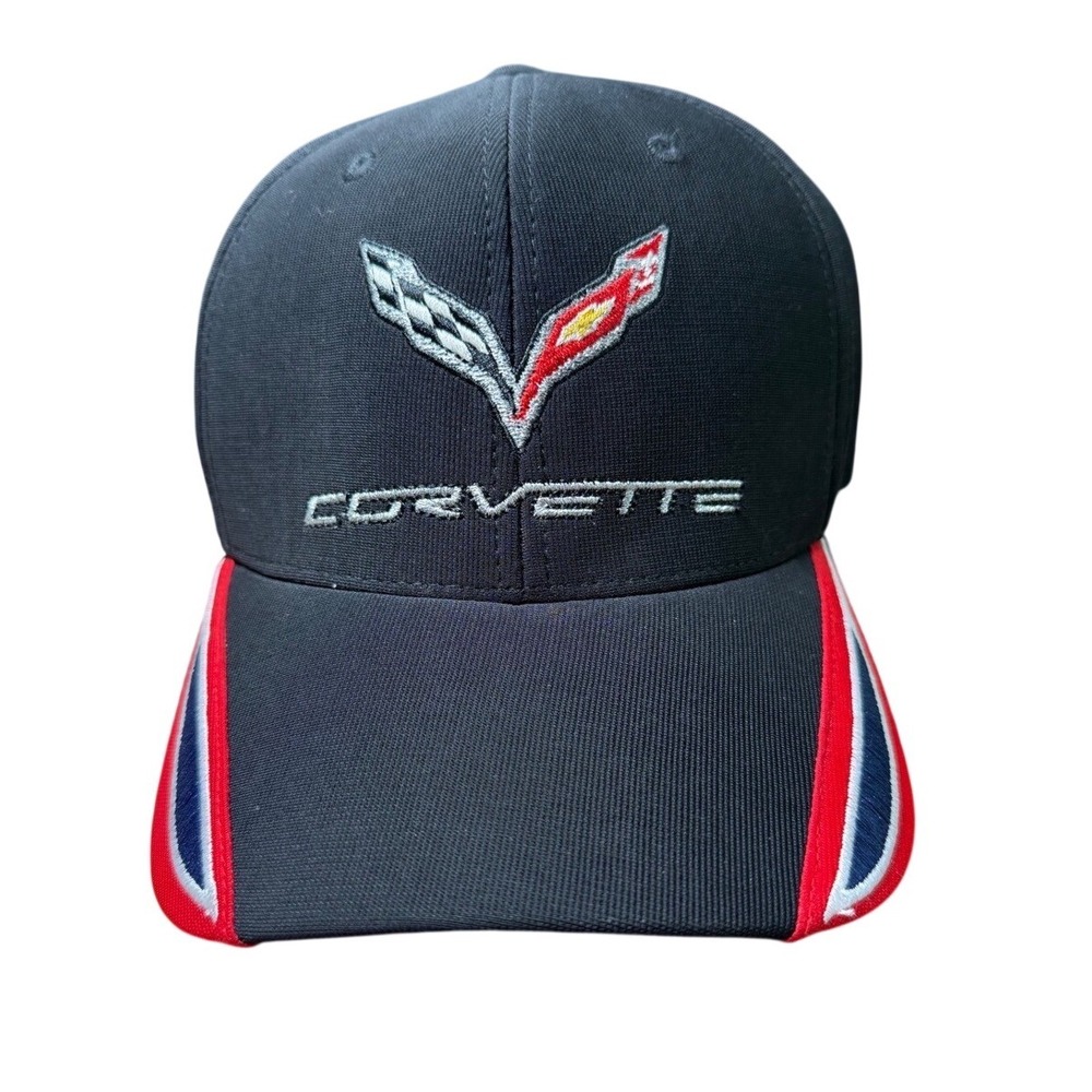 Chevrolet Corvette C8 Hat Black Fitted Embroidered GM Official Licensed Cap